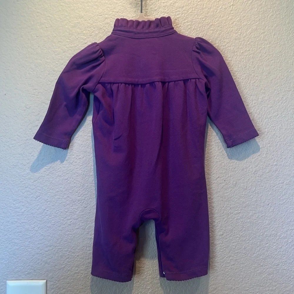 Ralph Lauren Baby Girl’s Purple Polo Shirt Style Ruffle Neck Romper 3 Months